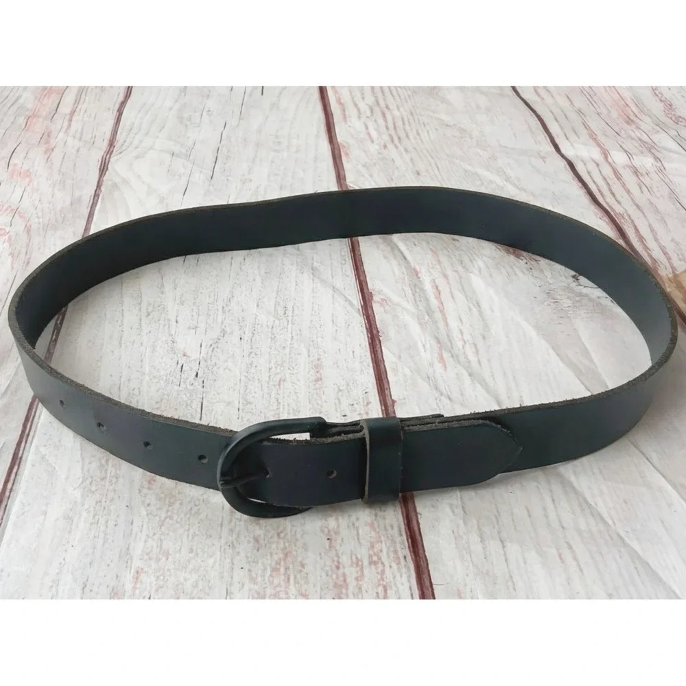 Kids Black 100% Leather Belt Size M Matte Black Buckle 100097062W